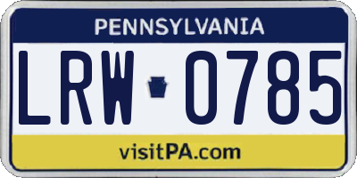PA license plate LRW0785
