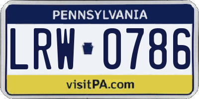 PA license plate LRW0786