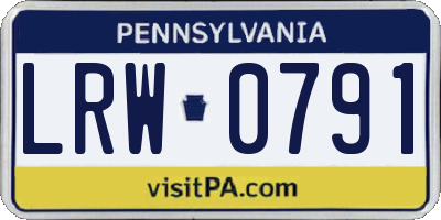 PA license plate LRW0791