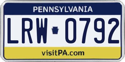 PA license plate LRW0792