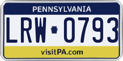 PA license plate LRW0793