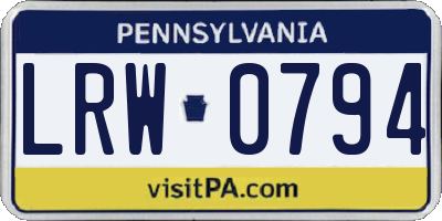 PA license plate LRW0794