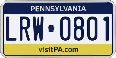 PA license plate LRW0801