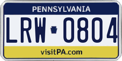 PA license plate LRW0804
