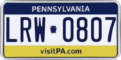 PA license plate LRW0807