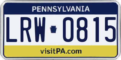 PA license plate LRW0815