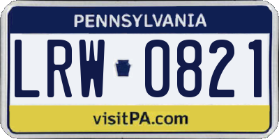 PA license plate LRW0821