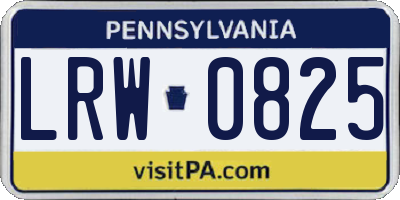 PA license plate LRW0825