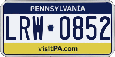 PA license plate LRW0852