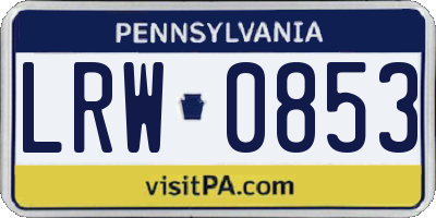 PA license plate LRW0853