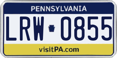 PA license plate LRW0855