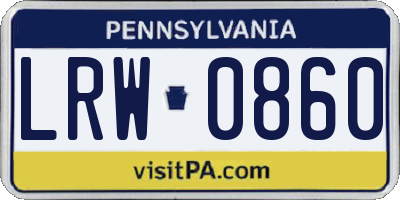 PA license plate LRW0860