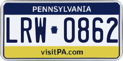 PA license plate LRW0862