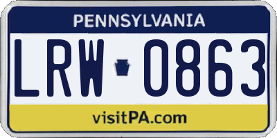 PA license plate LRW0863