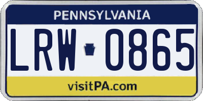 PA license plate LRW0865