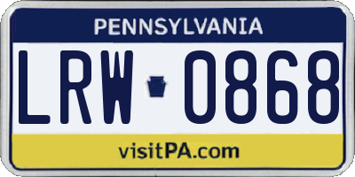 PA license plate LRW0868