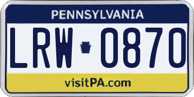PA license plate LRW0870