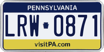 PA license plate LRW0871