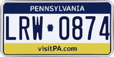 PA license plate LRW0874