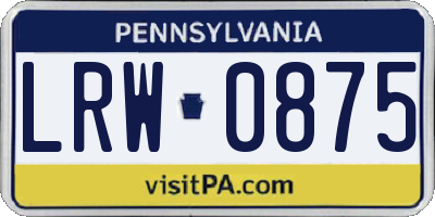 PA license plate LRW0875