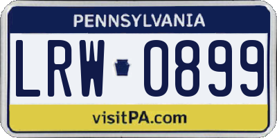 PA license plate LRW0899