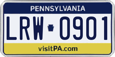 PA license plate LRW0901