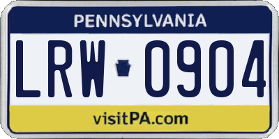 PA license plate LRW0904