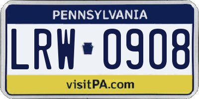PA license plate LRW0908