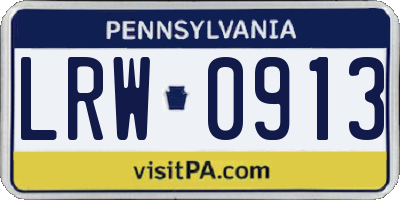 PA license plate LRW0913