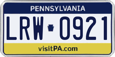 PA license plate LRW0921