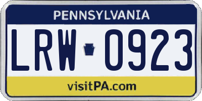 PA license plate LRW0923
