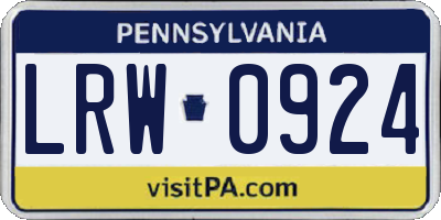 PA license plate LRW0924