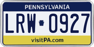 PA license plate LRW0927