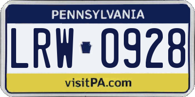PA license plate LRW0928