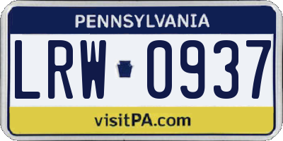 PA license plate LRW0937