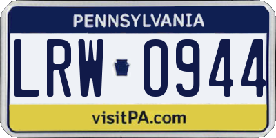 PA license plate LRW0944