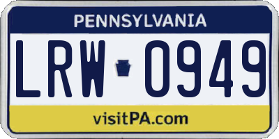 PA license plate LRW0949