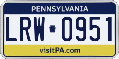 PA license plate LRW0951