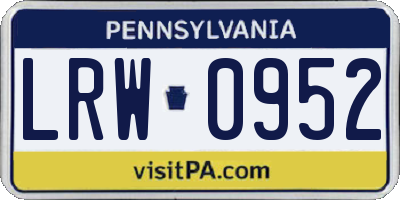 PA license plate LRW0952