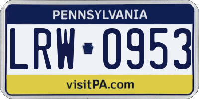PA license plate LRW0953