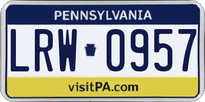 PA license plate LRW0957
