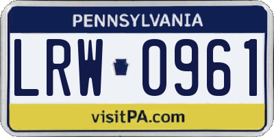 PA license plate LRW0961