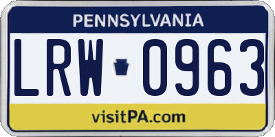 PA license plate LRW0963