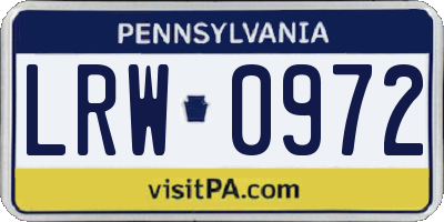PA license plate LRW0972