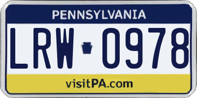 PA license plate LRW0978
