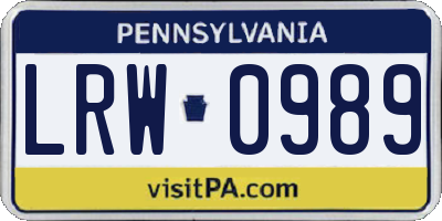 PA license plate LRW0989