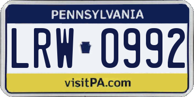 PA license plate LRW0992