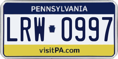 PA license plate LRW0997