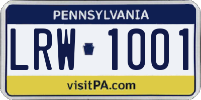 PA license plate LRW1001
