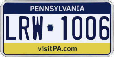 PA license plate LRW1006